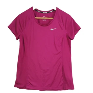 NIKE Dri Fit Athletic T-shirt Size M(8-10) Fitted Purple Gym Workout Knit - Picture 1 of 8