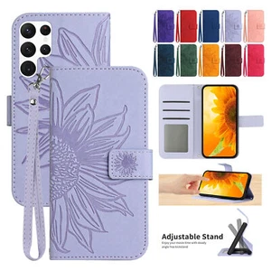 Sunflower Flip Leather Wallet Phone Case For Samsung S23 Ultra A14 A34 A42 A54 - Picture 1 of 99