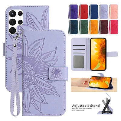 Sunflower Flip Leather Wallet Phone Case For Samsung S23 Ultra A14 A34 A42 A54  - Image 1 of 4