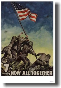 Ahora todos juntos - Iwo Jima Flag Raising - PÓSTER DE LA SEGUNDA GUERRA MUNDIAL - Imagen 1 de 1
