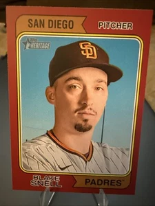 2023 Topps Heritage Red Border Blake Snell #342 Padres - Picture 1 of 6