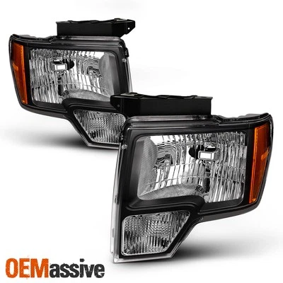 Fits Black 2009-2014 Ford F-150 F150 Headlights Light Lamps 09 10 11 12 13 14 - Image 1 of 4