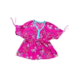 Blusa túnica boho grande The Pioneer para mujer rosa floral cuello en V - Imagen 1 de 4
