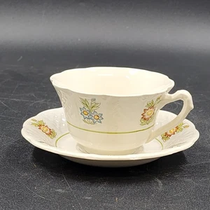 Royal Doulton June Garden Cup & Saucer Fine China Floral Crazing England Vtg - Picture 1 of 13