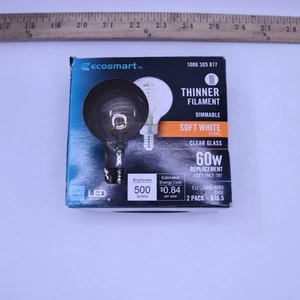 (2-Pk) Ecosmart 60-Watt Equivalent G16.5 Dimmable Fine Bendy LED Light Bulb - Picture 1 of 4
