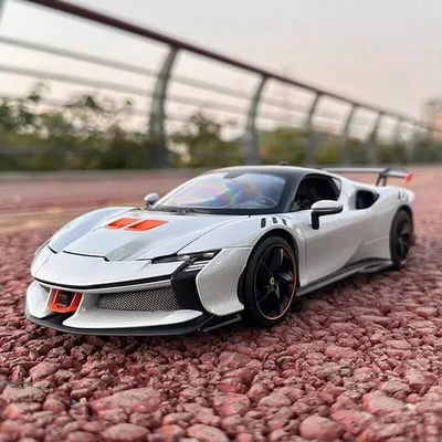 1:24 Ferrari SF90 SF90XX Alloy Sports Car Model Diecast Vehicles Car Sound Light - Image 1 of 4