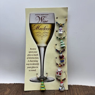 Boston Warehouse Set Of 6 Christmas Wine Glass Charms - Holiday Wine Charms - Image 1 of 4