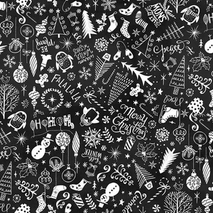 Timeless Treasures Weihnachten Tafel Quilten Baumwollstoff Schwarz Weiß - Bild 1 von 1