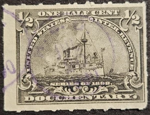 Sello de ingresos de Estados Unidos - 1898 - Documental - Colección - Scott # R162 - Usado - Imagen 1 de 1