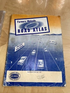 Vintage 1953 Farmers Mutual Auto Road Atlas Map 1950’s Large 12” X 16” Good Cond - Bild 1 von 8