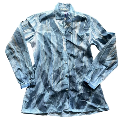Melarosa Italy Hand painted Cotton Abstract Button-Front Tunic Shirt Size M - Image 1 of 4