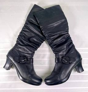 Botas Dansko Cuero Negro Slouch Tacón Alto Talla 39, US 8.5-9 Gótico Grunge Moto - Imagen 1 de 9