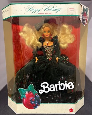 1991 Mattel #1871 Happy Holidays edição especial boneca Barbie Natal NRFB - Imagem 1 de 4