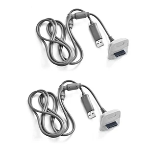 Lot Of 2 USB Charging Cable USB Charger For Xbox 360 Wireless Game - Picture 1 of 3