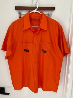 Red Kap Vintage Men's Techno EDM Motor Detroit Event Security Shirt, Orange, XL - Image 1 of 4