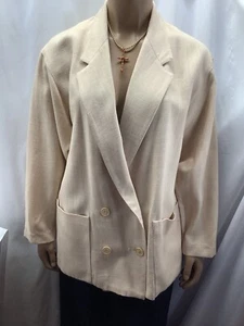 Emily Blazer Womens 8 Beige Rayon Silk Vintage Jacket New MFC230419/BB2 - Picture 1 of 9