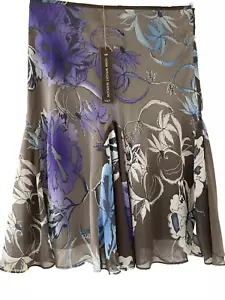 BNWT rrp £99☆FENN WRIGHT MANSON ~Clay Moon Flower Print 100% Silk Skirt Sz 14☆ - Picture 1 of 8