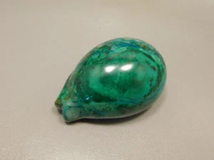 Chrysocolla Malachite Seashell Hand Carved Cowrie Stone Carving Arizona #O1 - Picture 1 of 10