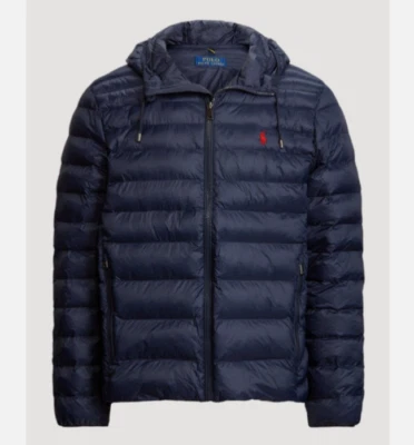 Polo Ralph Lauren Packable Mens Navy Pony Logo Hooded Down Alt Puffer Jacket - Image 1 of 4