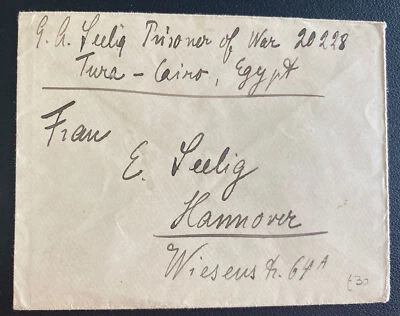 Primera Guerra Mundial El Cairo Egipto prisionero de guerra alemán campo de prisioneros de guerra LS cubierta a Hannover Alemania Foto 1 de 2