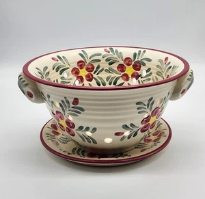 New Debco Ceramic Berry Strainer Bowl Small Colander & Plate Farmhouse Country - Picture 1 of 16
