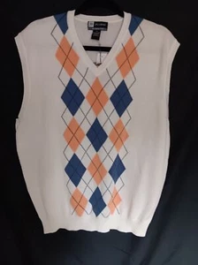 Jos A Bank Leadbetter Men's 100% Pima Cotton Argyle V-Neck Sweater Vest, M - Picture 1 of 5