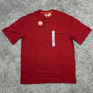 Duluth Trading Shirt Red Spillfighter Longtail T Pocket Henley Button Mens M - Picture 1 of 5