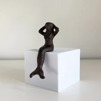 Mermaid Ornament Figurine Cast Iron Statue Home Decor Garden Outdoor Bathroom - Image 1 of 4