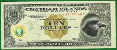 CHATHAM ISLANDS 1999 10 Dollars, Year 2000 Commemorative.  Uncirculated. - Image 1 of 2