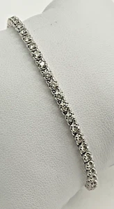10k White Gold 2.50TCW Natural Diamond 7 1/4” Tennis Bracelet - Picture 1 of 7