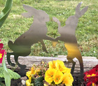 Stainless Garden Hare Gift Sculpture Art & Spikes For Grass /Planters App. 350mm