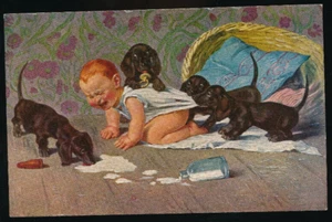 Motiv - Karte ein Überfall Dackel mit Baby (5967) - Imagen 1 de 2