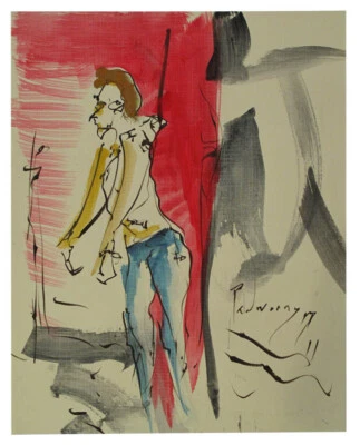 COMPRAR HOMBRE PINTURA TINTA ORIGINAL FORASTERO COLGANTE ÚNICO CIUDAD URBANA FOLK LOCAL RARO Foto 1 de 4