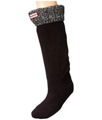 Calcetines de bota altos Hunter originales con cable de seis puntadas XL negros grises para mujer nuevos con etiquetas Foto 1 de 4
