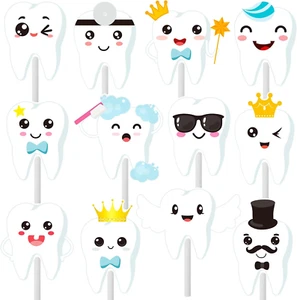 36Pcs Tooth Cupcake Toppers First Tooth Party Cake Cupcake Picks Decorations for - Picture 1 of 9
