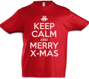 Keep Calm And Merry X-Mas Kids Boys T-Shirt Let Snow White Christmas Santa Fun - Picture 1 of 1