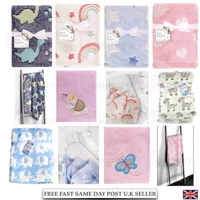 Baby Newborn Soft Fleece Blanket Pram Crib Moses Basket Girl Boy Unisex 0+ Month - Image 1 of 4