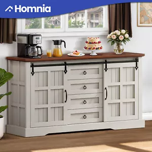 59" Sideboard Cabinet 4 Drawers Kitchen Storage Adjustable Shelf w/ Sliding Door - Picture 1 of 11
