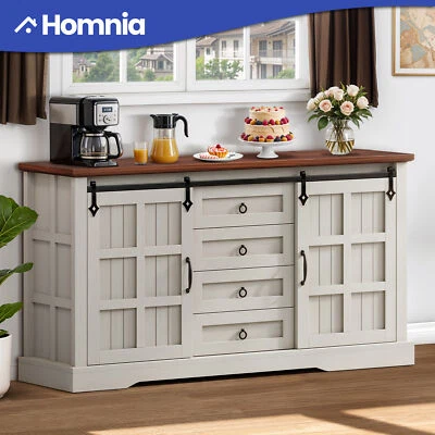 59-дюймовый сервант шкаф 4 ящика кухня хранение регулируемая полка с раздвижной дверью - Изображение 1 из 4