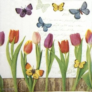 4x Single Paper Napkins for Decoupage and Party - Spring Collage White Tulips - Picture 1 of 4