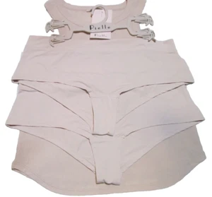 Pielle Damen Geripptes Tanktop und 2 Höschen Set-Gr. L-Beige-Neu mit Etikett-Schlaf/Lounge Set - Bild 1 von 12