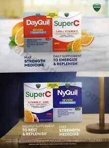 Vicks NyQuil SuperC DayQuil 2022 alivio de la gripe anuncio impreso ¿Idea de regalo única? (2027) - Imagen 1 de 1