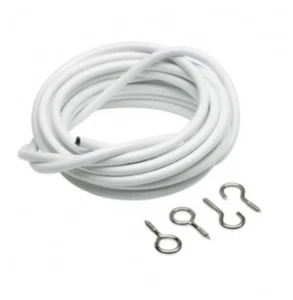 Net Curtain Wire White Window Cord Cable FREE HOOKS & EYES  90, 120, 150, 180cm - Picture 1 of 5