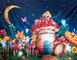 TAPIZ DE PARED TRIPPY HONGO, MEDUSAS, MARIPOSAS, RANA lunares rojos #J17 - Imagen 1 de 4