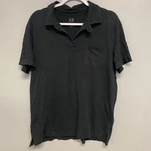 Armani Exchange AX Designer Polo Shirt Black Casual Short Sleeve Mens XLarge - Picture 1 of 7