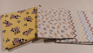 3 Nursery Fabrics, Blue & Yellow, 2 Flannel, 1 Percale - 3 1/4 Yds. total - Picture 1 of 4