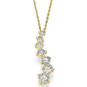 2.00 Quilates Oro Amarillo 14K Diamante Auténtico Viaje Pendant Certificada - Imagen 1 de 2