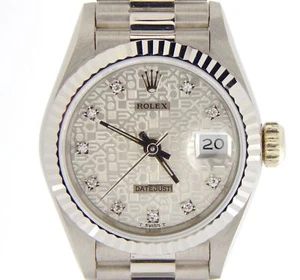 Ladies Rolex Solid 18K White Gold Datejust President w/Silver Diamond Dial 69179 - Picture 1 of 9