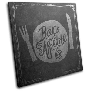 Plate Chalk Abstract Food Kitchen SINGLE CANVAS WALL ART Picture Print - Picture 1 of 1