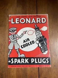 1939 Leonard SPARK PLUG SIZE CHART PRE OWNED SURFACE WEAR MANUAL REFERENCE RARE - Picture 1 of 13